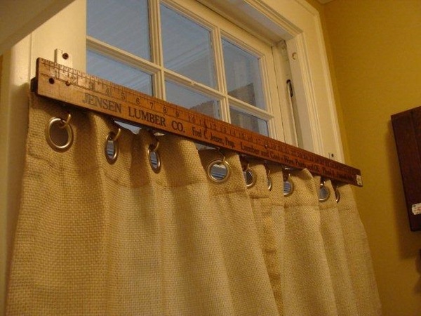 yard stick curtain rod DIY ideas hooks rods