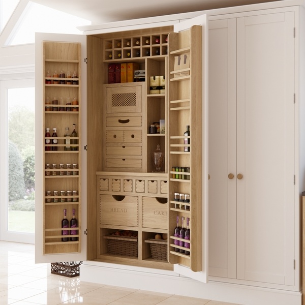 Kitchen storage oak pantry cabinet shelves