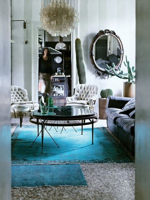 Overdyed rugs – add an eye catching color pop in the interior