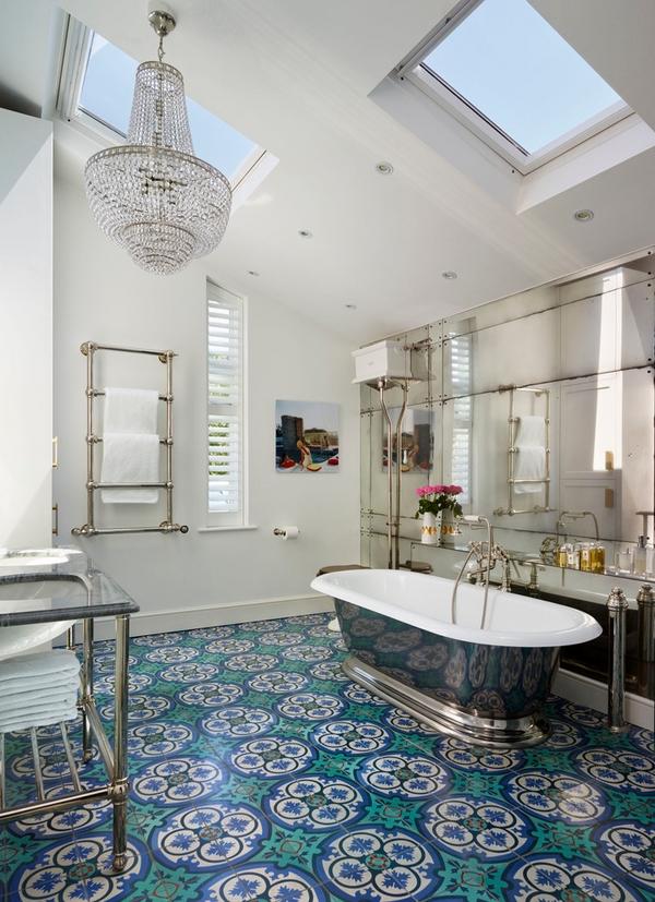 bathroom design floor wall tile ideas encaustic tile vintage bathtub 