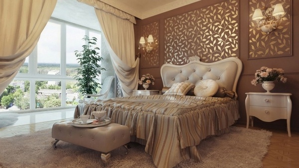 bedroom design beige tufted headboard