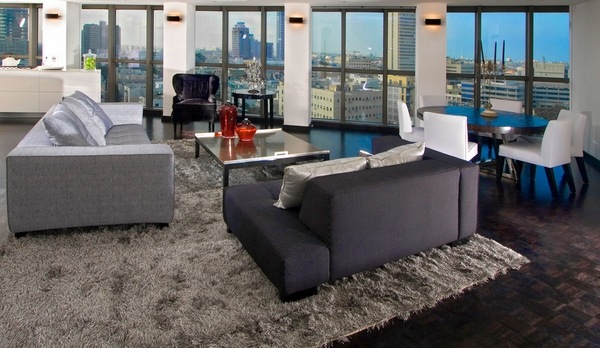 contemporary living room gray carpet 