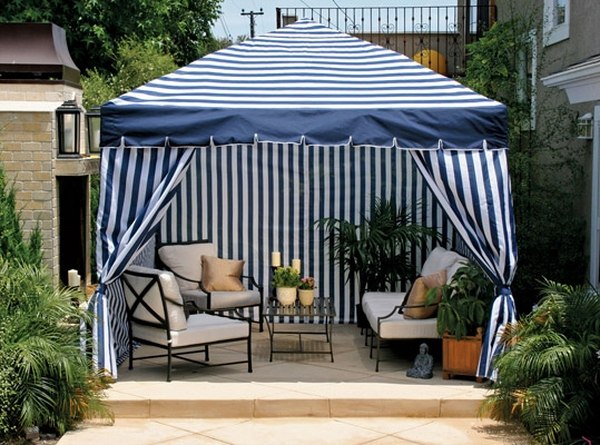 gazebo canopy ideas pop up with curtains blue white