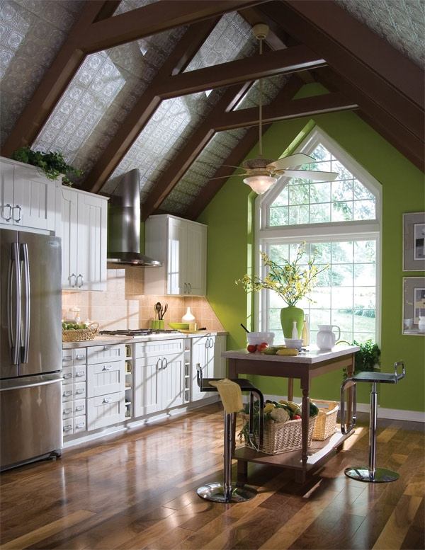 metal ceiling tiles exposed beams design kitchen design