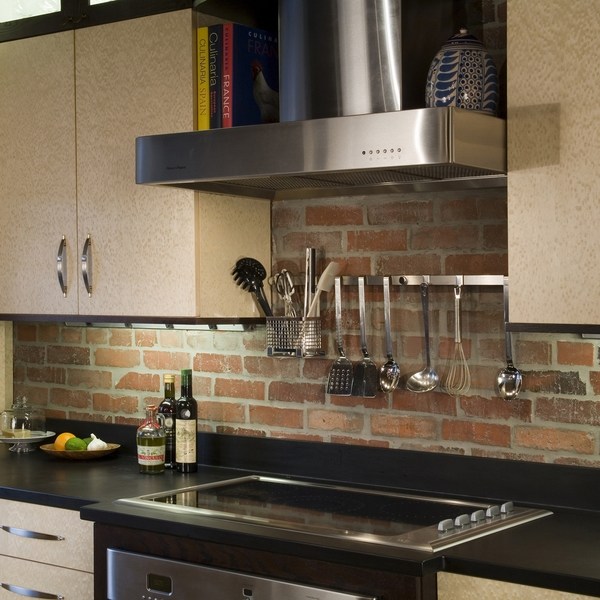 composite countertop brick wall backsplash kitchen design