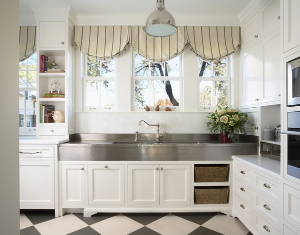 stainless steel sink tile floor