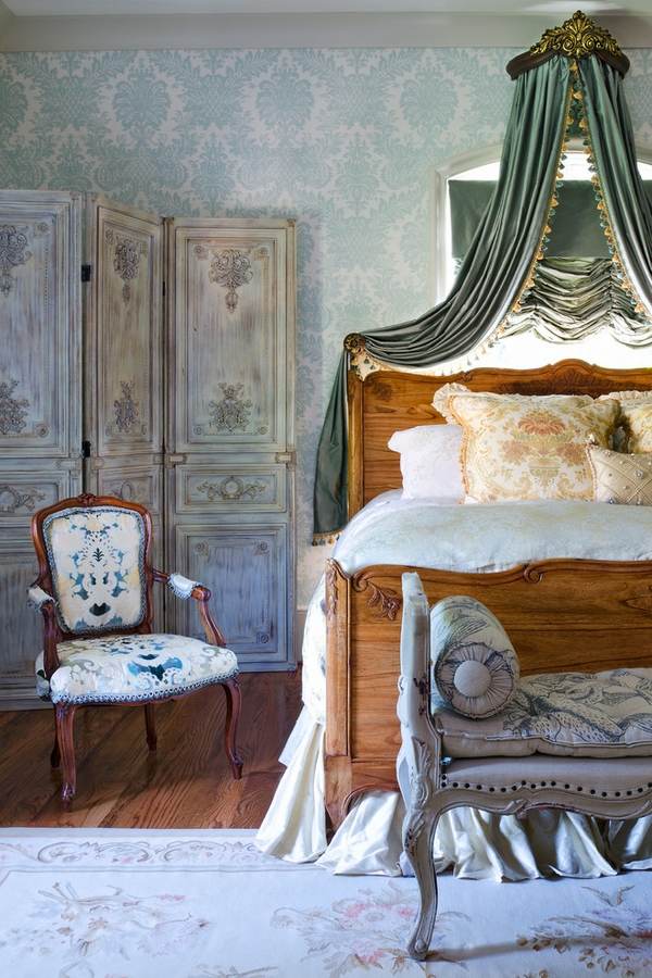 French country bedroom canopy bed screen