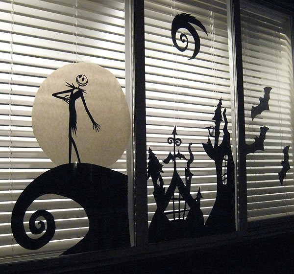 Halloween-silhouette-windows-DIY-nightmare before christmas