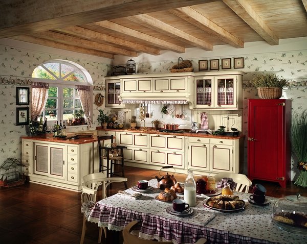 Italian kitchen cabinets lottocento Cotton collection country kitchen
