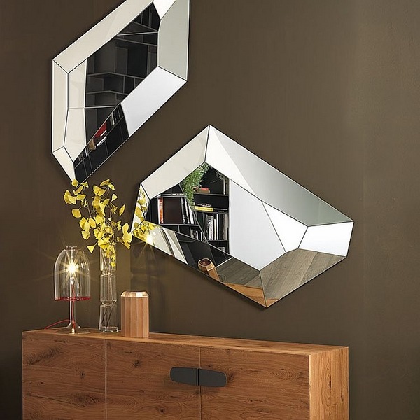 contemporary-wall-mirrors-diamond shape entry hall wall decor