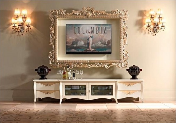 tv-frame-ideas-ornate-wall-sconces-living-room 