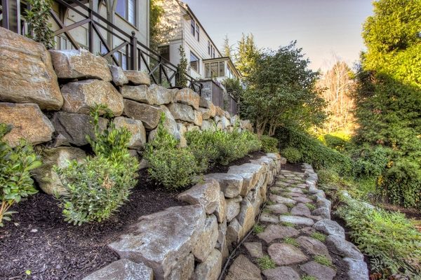 Boulder retaining wall design ideas garden landscape