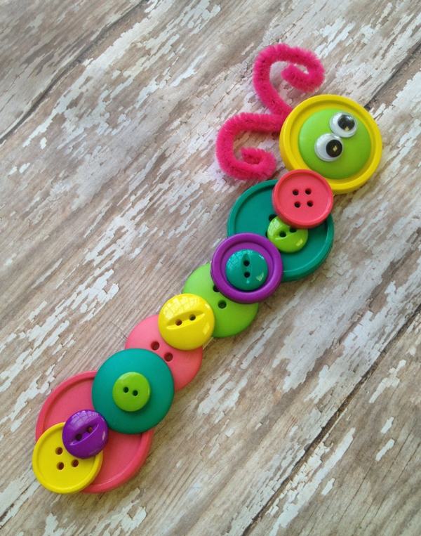 kids caterpillar craft projects with buttons for kids