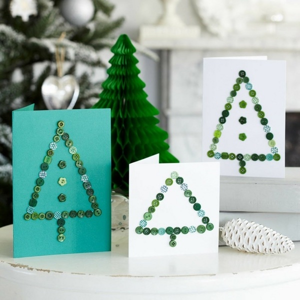 DIY christmas card button crafts christmas crafts for kids