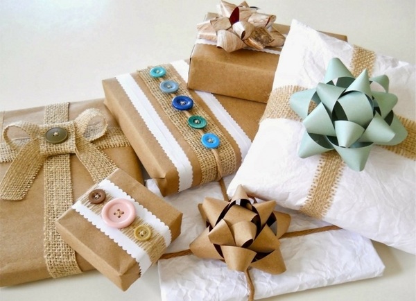 DIY gift wrap rustic diy ideas button crafts paper 