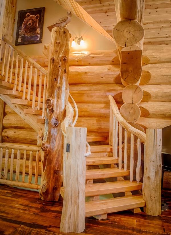  rustic staircase solid wood staircase log home