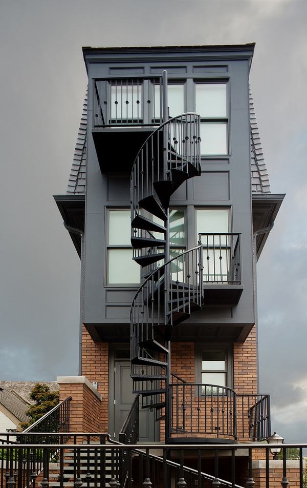 Outdoor spiral staircase designs to complement the house exterior