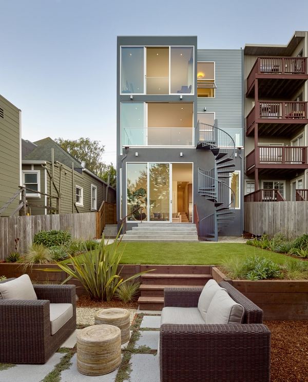 Outdoor spiral modern house exterior staircase