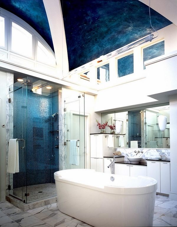 Unique ceiling design modern bathroom 