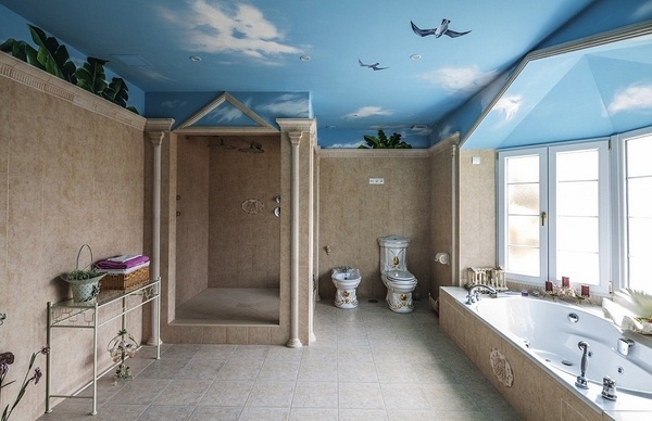bathroom ceiling design ideas painted ceiling walk in shower jacizzi