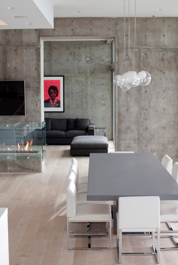 concrete-walls-ideas-industrial-dining-room-design-contemporary-furniture