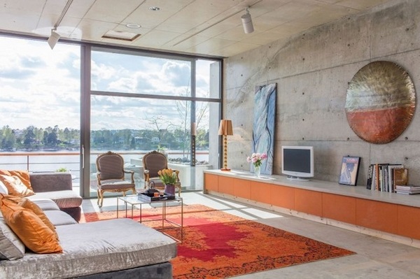 living room design ideas orange rug 