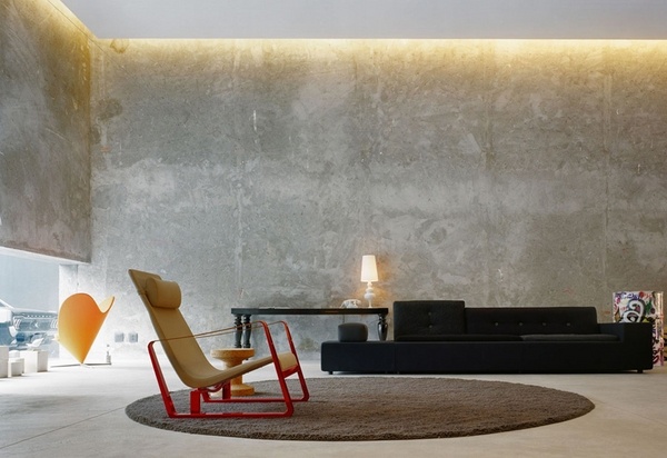 concrete walls in interior design minimalist interior living room
