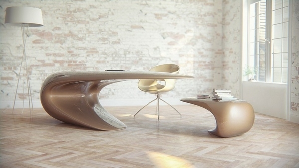 futuristic gold office furniture design ideas cool desks ideas floor lamp