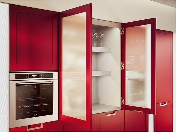 frosted flat panel door red
