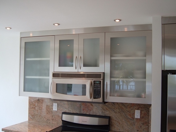 glass cabinet doors stainless steel frosted glass