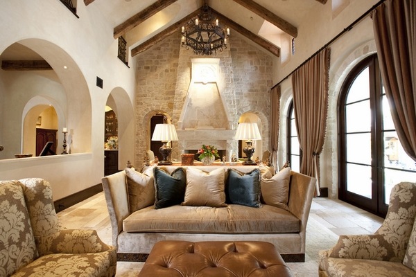  fireplace mediterranean living room accent wall