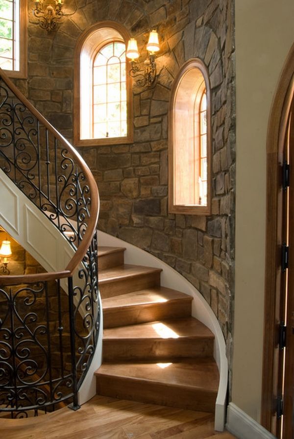 interior stone mediterranean style staircase 