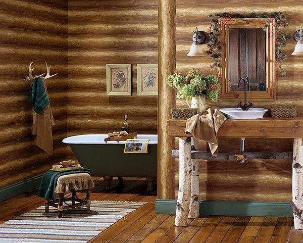 log-cabin-decor-ideas-bathroom-decor-ideas-area-rug-stool