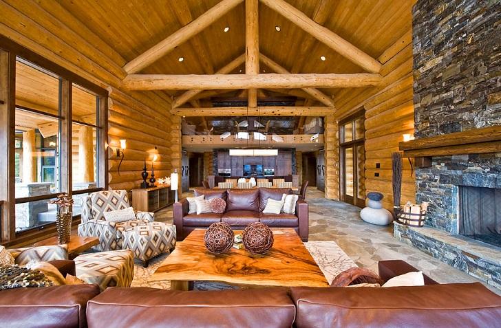 Log Cabin Furniture Ideas How To, Log Cabin Living Room Curtains