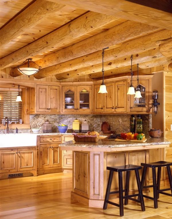 log-cabin-furniture-ideas-log-home-kitchen-ideas-breakfast bar