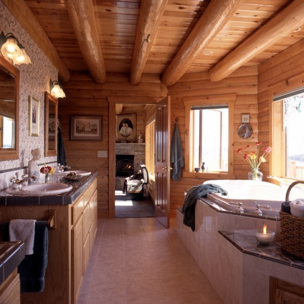 log-cabin-furniture-ideas-master bathroom design ideas wood vanity cabinet 