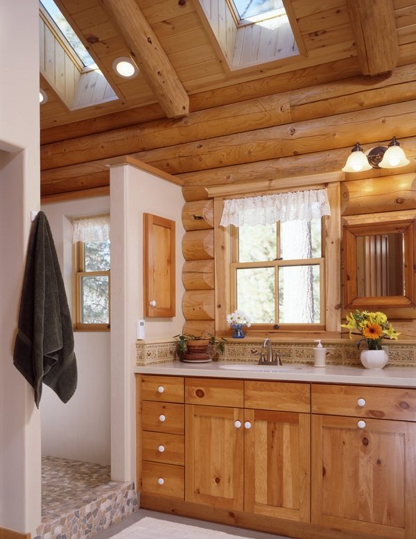 log-cabin-furniture-ideas-rustic bathroom wood vanity cabinet