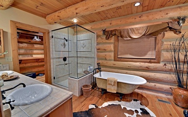 Log Cabin Interiors Beautiful Rustic, Log Cabin Bathrooms Designs