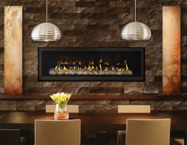 dining room decor stone surround linear design ideas