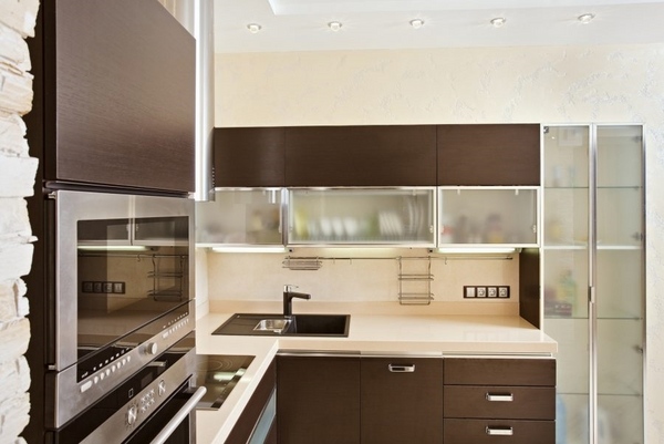 modern kitchen design glass cabinet doors 