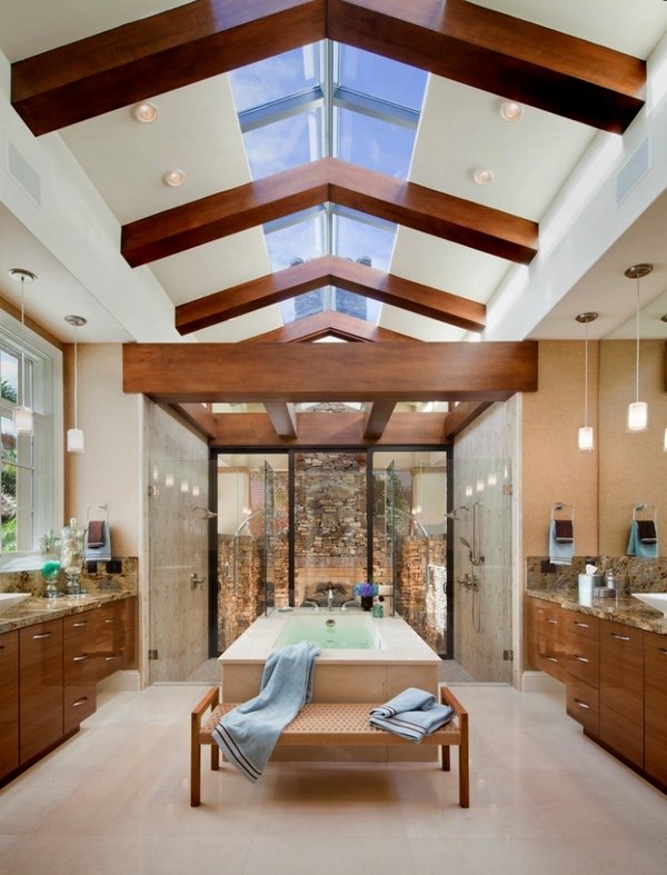skylight modern bathroom design ideas