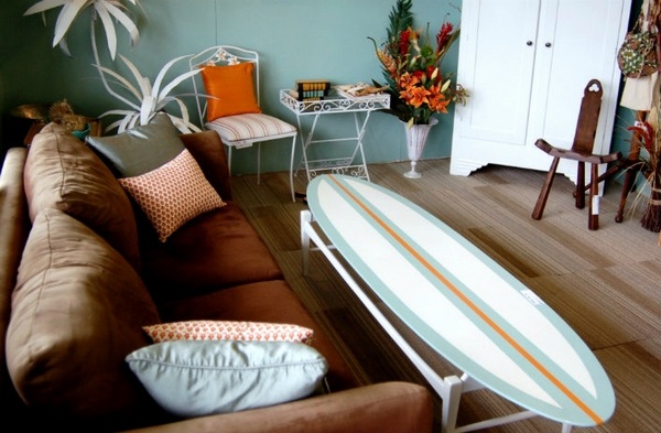 surfboard coastal living room 