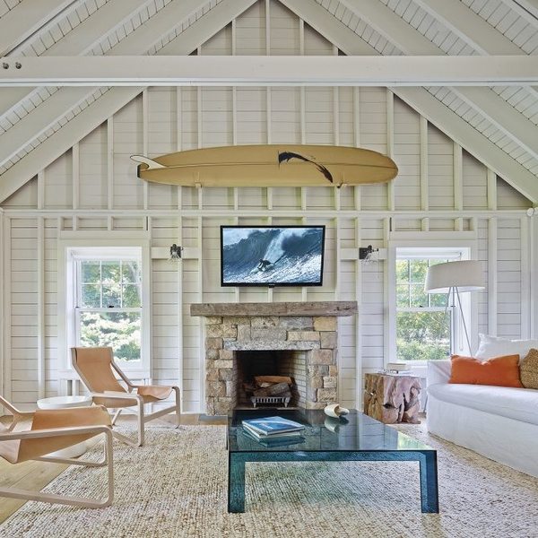 surfboard coastal decor ideas living room 