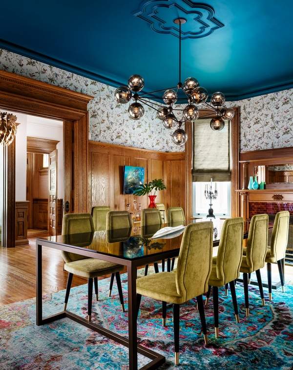 design blue ceiling color mid century modern decor