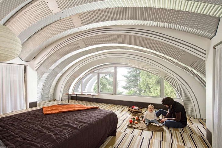 corrugated metal in interior design loft bedroom ceiling design ideas