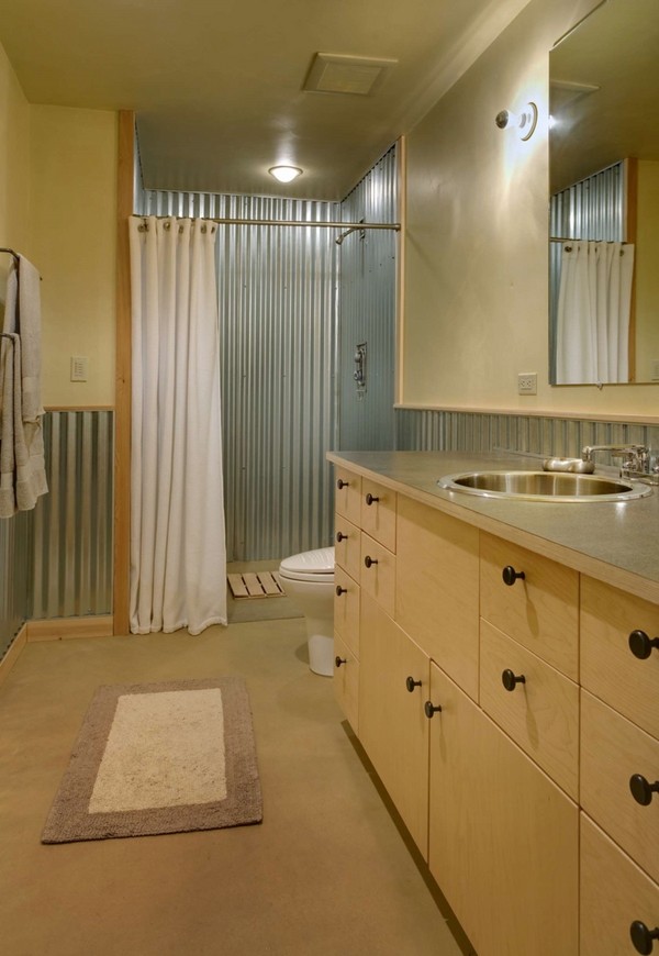 Corrugated metal shower ideas bathroom wainscoting bathroom design ideas