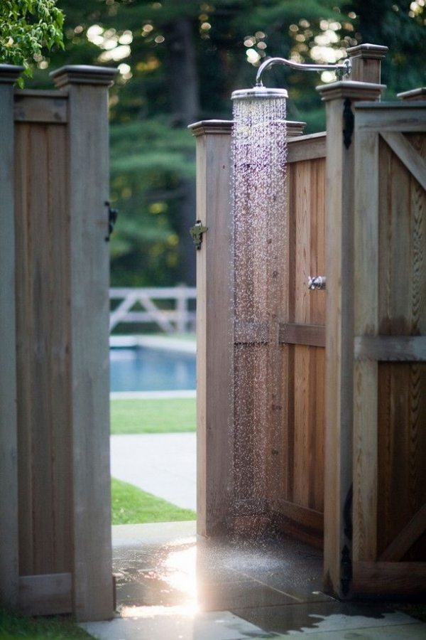  wood outdoor enclosures garden shower 