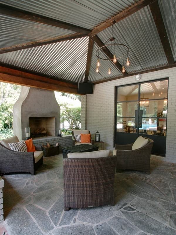 patio design ideas metal ceiling outdoor furniture 