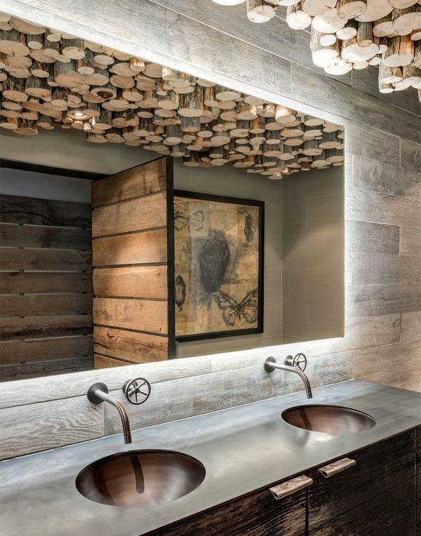 ceiling-design-ideas-unusual-materials-wood-logs-rustic-bathroom 