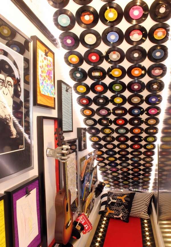 ceiling-design-ideas-vinyl-records-unusual 